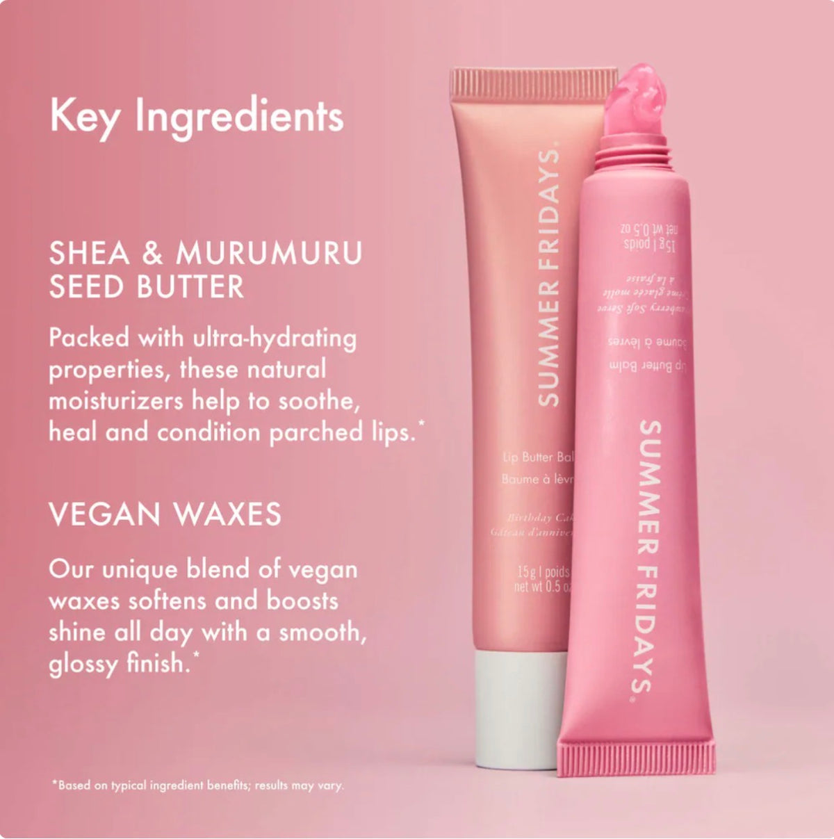 Summer Fridays Sweet Pink Duo with Birthday Cake + Strawberry Soft Serve Lip Butter Balm