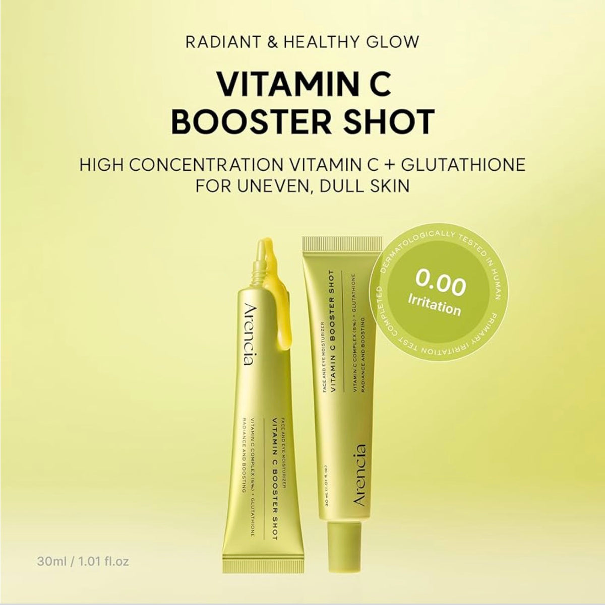 Arencia Suero de Impulso de Vitamina C con Glutatión, Niacinamida y Vitamina E para Piel Luminosa