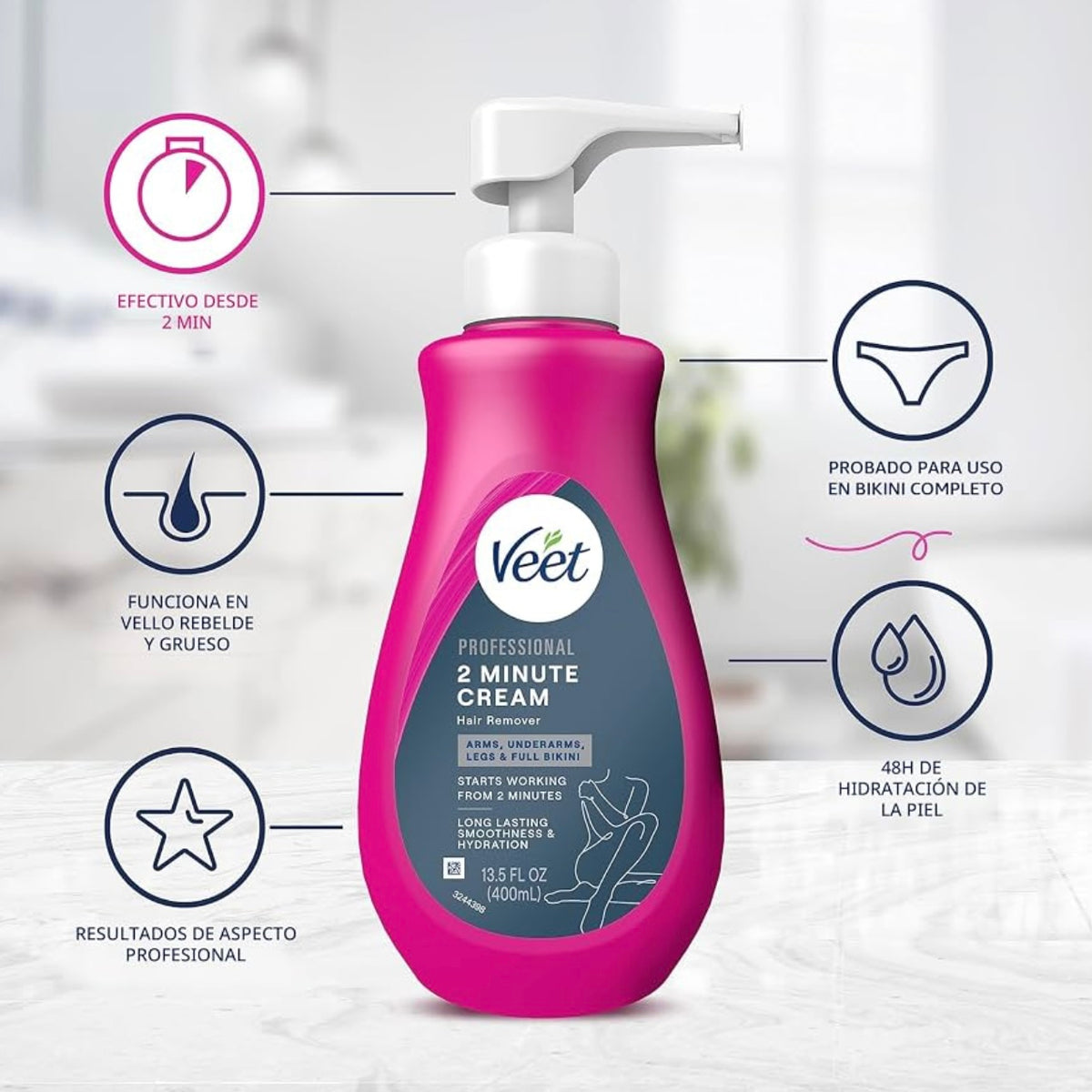 VEET Crema profesional de 2 minutos para todo tipo de piel con manteca de karité